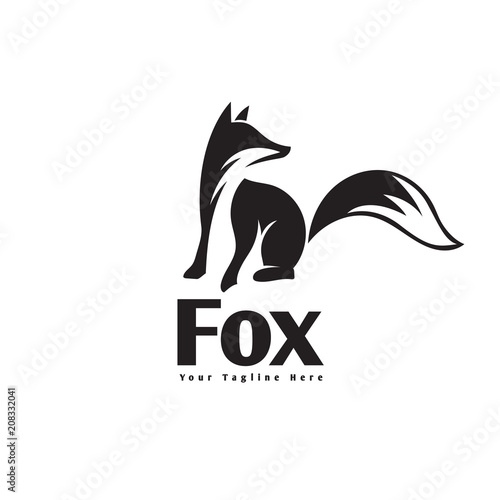 Sitting fox logo with look back