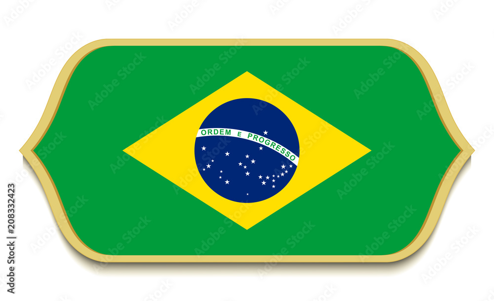 Fototapeta premium Brazil. Flat national flag icon button. Brazilian symbol isolated on white background.