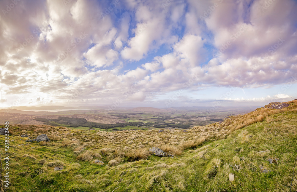 Panoramic hazy sunset in a county Kerry Panoramic hazy sunset in a county Kerry