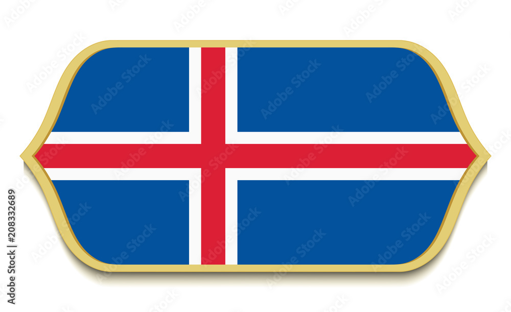 Fototapeta premium Iceland. Flat national flag icon button. Icelandic symbol isolated on white background.