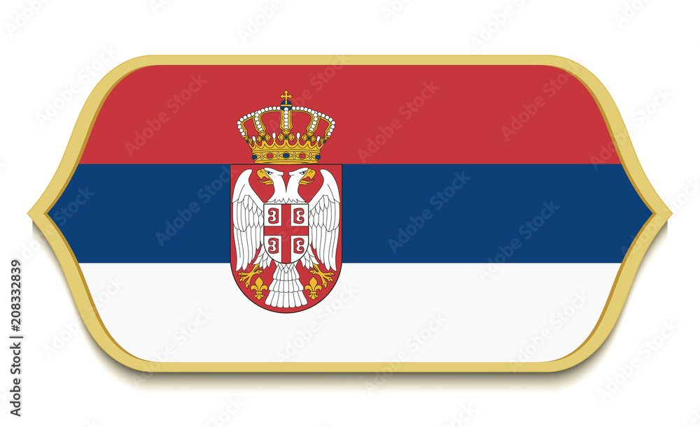 Serbia. Flat national flag icon button. Serbian symbol isolated on white background. Serbia. Flat national flag icon button. Serbian symbol isolated on white background.