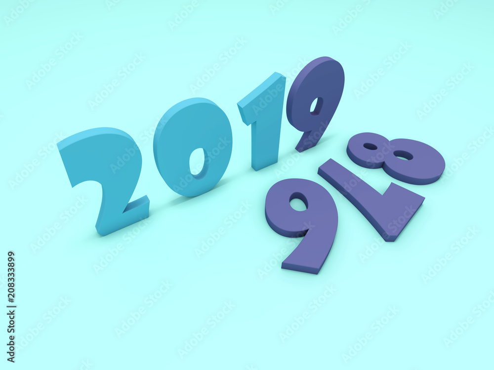 New Year 2019 Creative Design Concept - 3D Rendered Image New Year 2019 Creative Design Concept - 3D Rendered Image