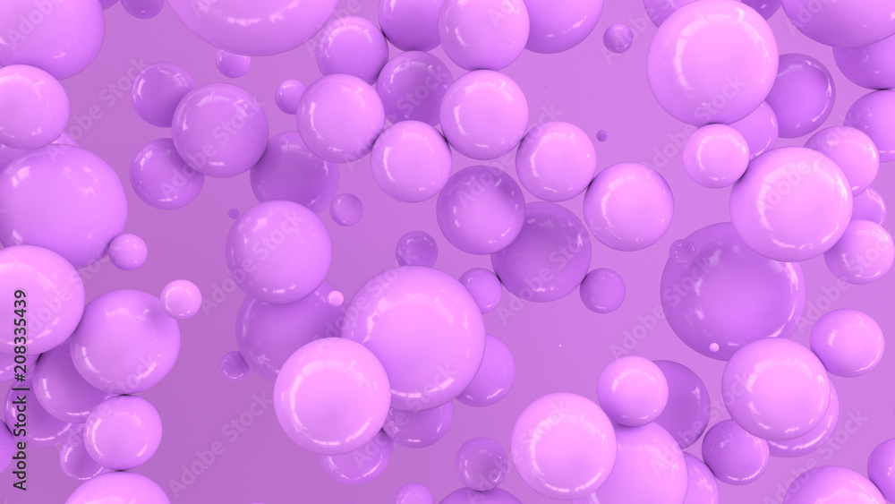 Purple spheres of random size on purple background Purple spheres of random size on purple background