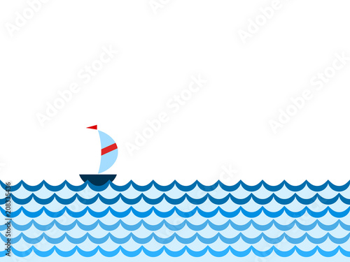 Simple cartoon yacht sailin...