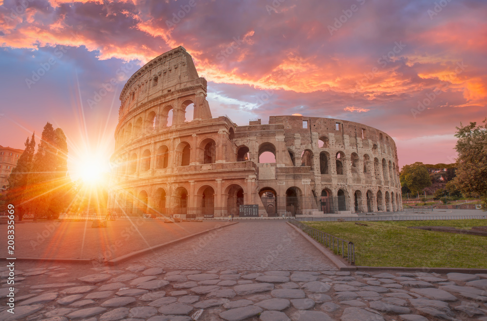 Colosseum amphitheater at surise - Rome, Italy