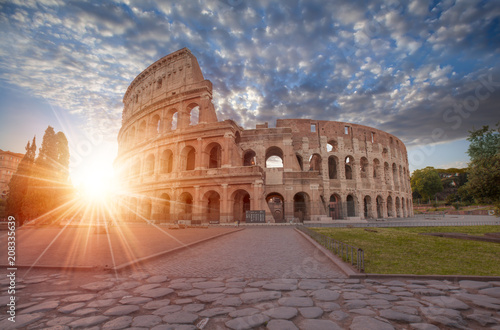 Colosseum amphitheater at surise - Rome, Italy
