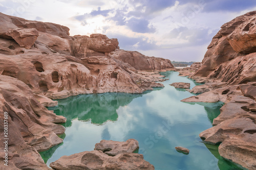 Sam Phan Bok a canyon by the mekong river in grand canyon of Thailand.