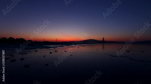 Wallpaper Mural Aerial view of the Tokarevskiy lighthouse - one of the oldest lighthouses in the Far East, still an important navigational structure and popular attractions of Vladivostok city, Russia.	 Torontodigital.ca