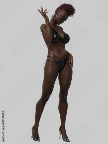 3D illustration African girl