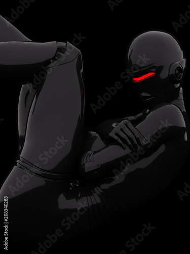 3D illustration female robot