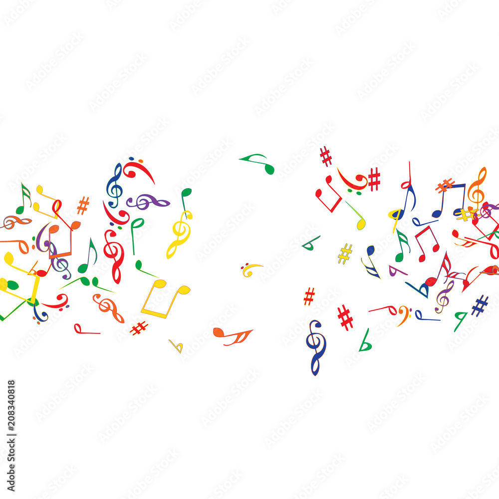 Musical Signs. Modern Background with Notes. Vector Element for Musical Poster, Banner, Advertising, Card. Minimalistic Simple Background.