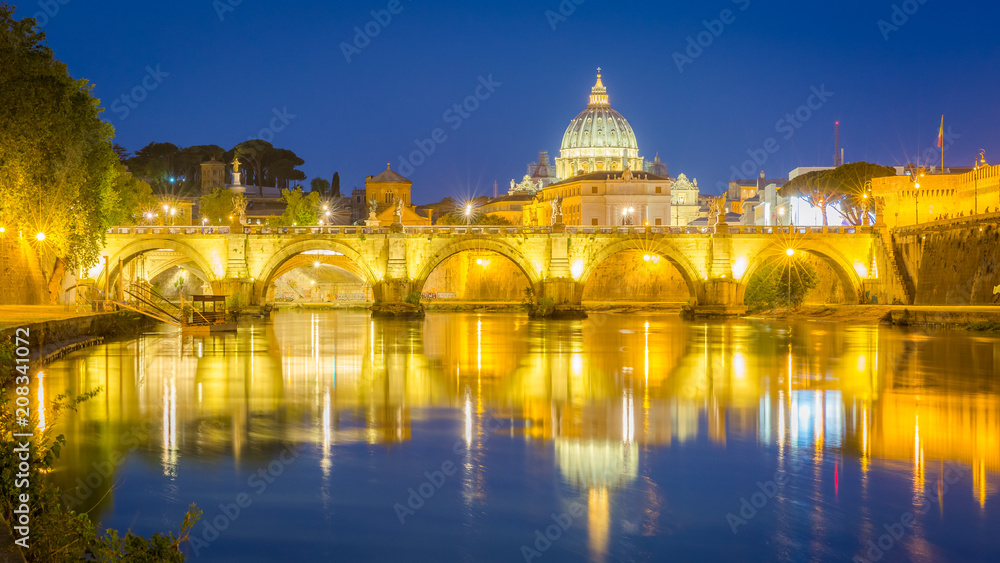 bridge in Rome by night