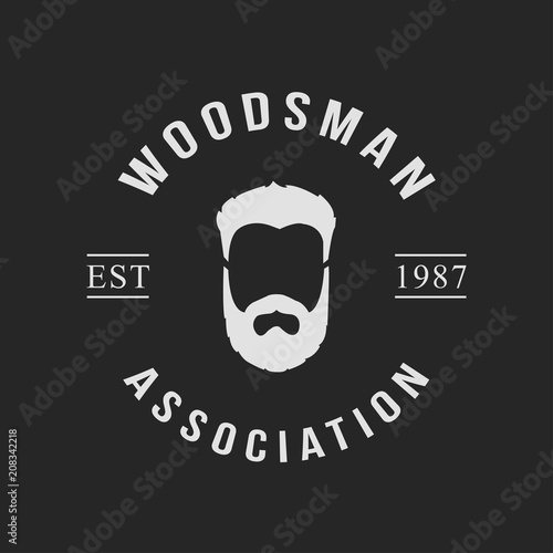 Lumberjack logo set. Union of lumberjack, woodcutter, woodsman. Graphic logo set with jaeger, axe, beard, forest, wood and lumberjack.
