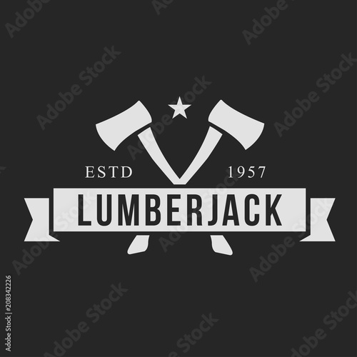 Lumberjack logo set. Union of lumberjack, woodcutter, woodsman. Graphic logo set with jaeger, axe, beard, forest, wood and lumberjack.