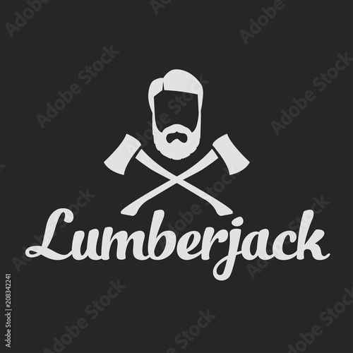 Lumberjack logo set. Union of lumberjack, woodcutter, woodsman. Graphic logo set with jaeger, axe, beard, forest, wood and lumberjack.