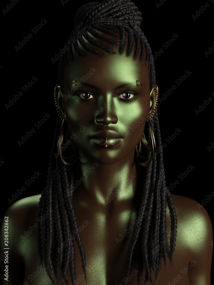 3D illustration African girl portrait 3D illustration African girl portrait