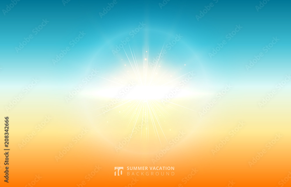 Obraz premium Abstract nature blurred sky background summer sunlight with flare sun.