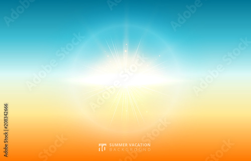 Abstract nature blurred sky background summer sunlight with flare sun.