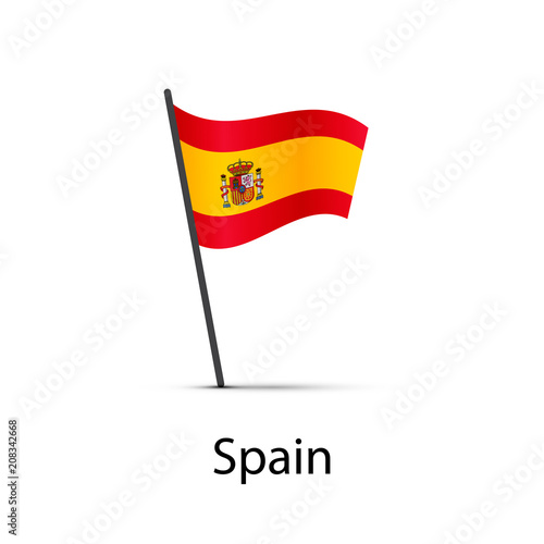 Free Download Spain flag on pole, infographic element on white - GFXLoad