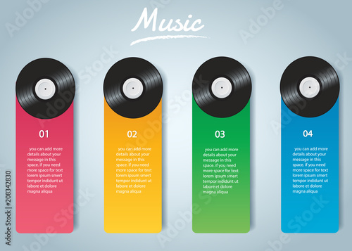vinyl record with cover mockup infographic background vector