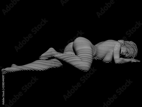 Ilustracja 3D sztuka ciała kobiety zebry