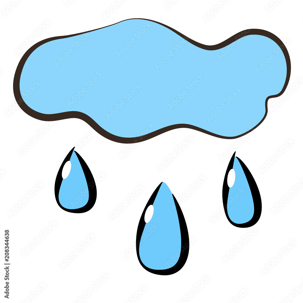 Cloud, drops, icon, children's drawing style. Cloud, drops, icon, children's drawing style.