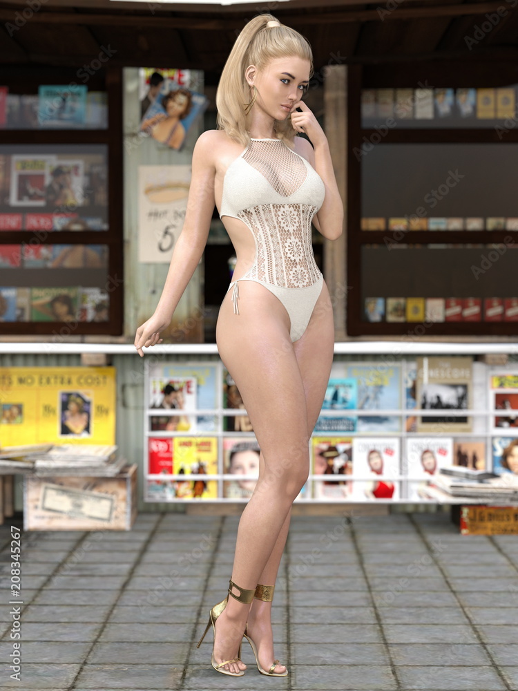3D illustration sexy bikini girl Stock-Illustration Stock