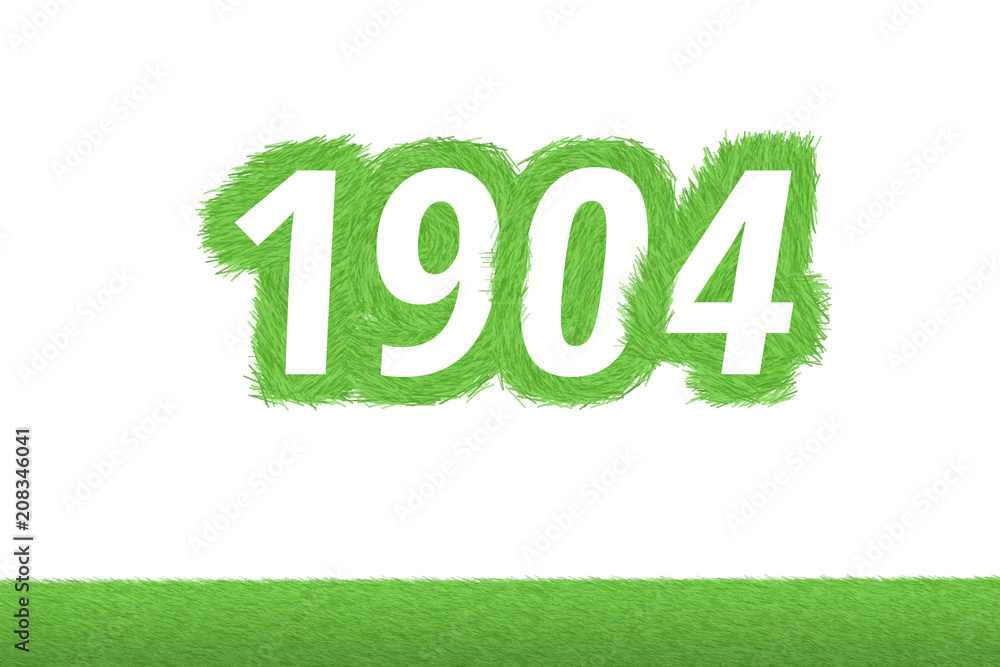 Jahr 1904 - weiße Zahl 1904 mit frischen gewachsenen grünen Grashalmen Symbol Jahr 1904 - weiße Zahl 1904 mit frischen gewachsenen grünen Grashalmen Symbol