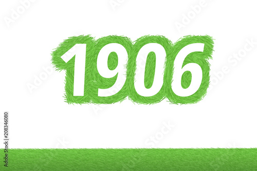 Jahr 1906 - weiße Zahl 1906 mit frischen gewachsenen grünen Grashalmen Symbol