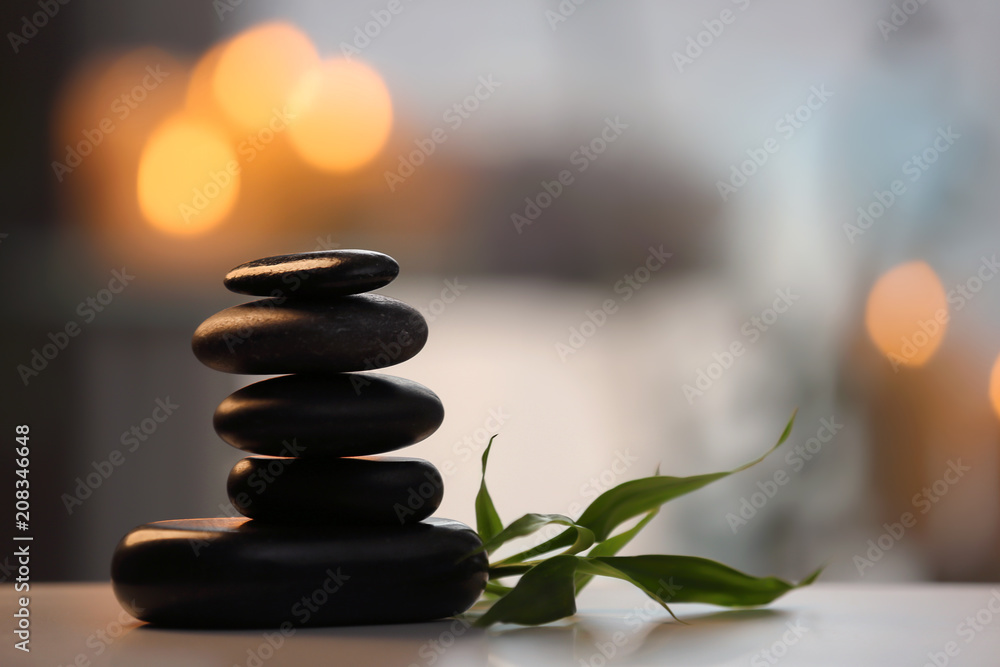 Stack of spa stones on blurred background Stack of spa stones on blurred background