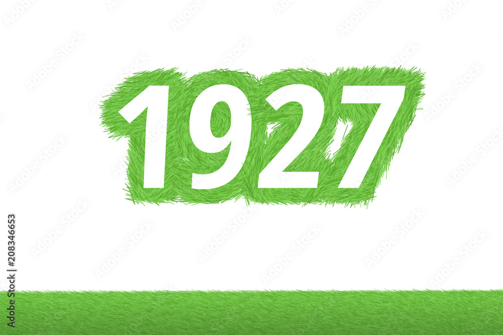 Jahr 1927 - weiße Zahl 1927 mit frischen gewachsenen grünen Grashalmen Symbol Jahr 1927 - weiße Zahl 1927 mit frischen gewachsenen grünen Grashalmen Symbol
