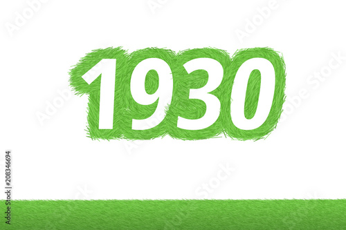 Jahr 1930 - weiße Zahl 1930 mit frischen gewachsenen grünen Grashalmen Symbol