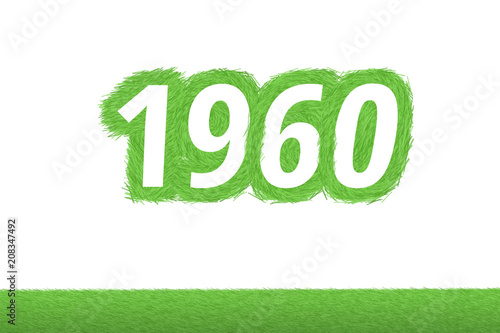 Jahr 1960 - weiße Zahl 1960 mit frischen gewachsenen grünen Grashalmen Symbol