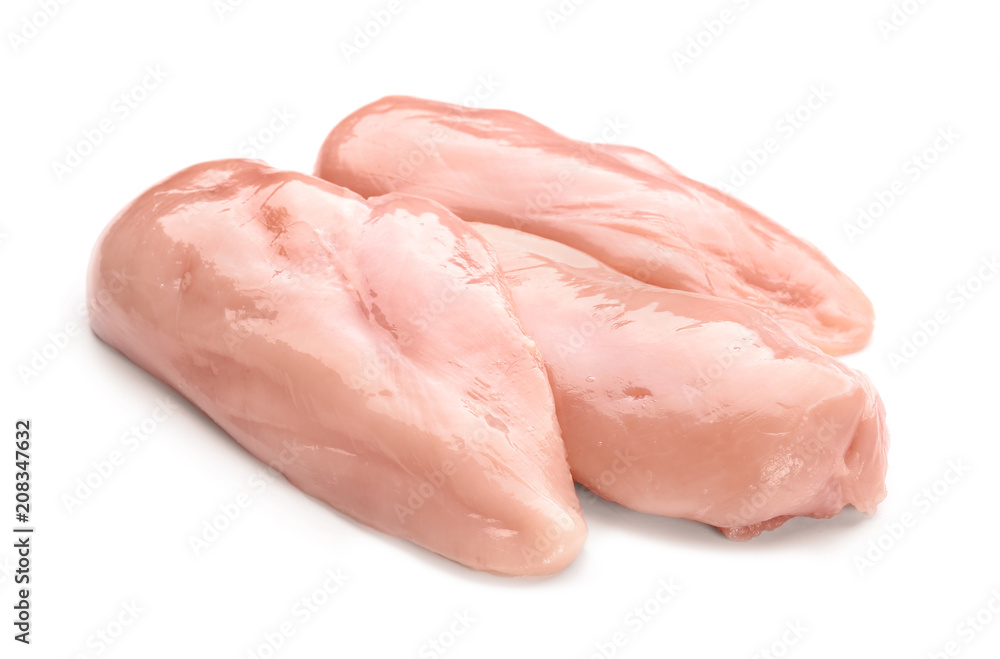 Raw chicken fillet on white background Raw chicken fillet on white background