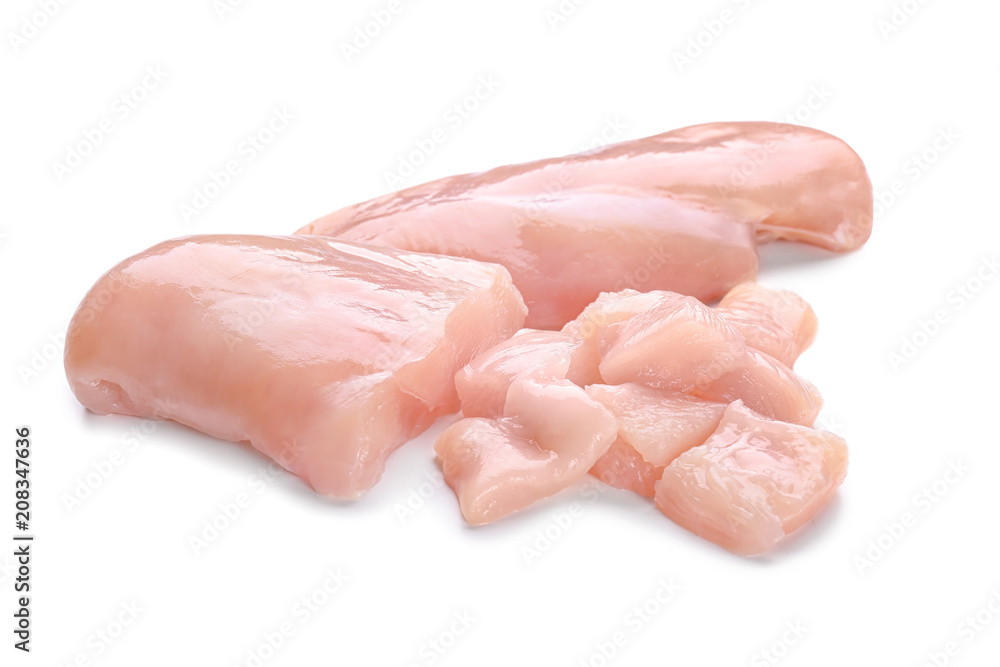 Raw chicken fillet on white background Raw chicken fillet on white background
