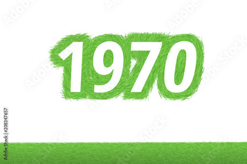 Canvas Print Jahr 1970 - weiße Zahl 1970 mit frischen gewachsenen grünen Grashalmen Symbol