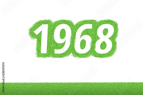 Jahr 1968 - weiße Zahl 1968 mit frischen gewachsenen grünen Grashalmen Symbol