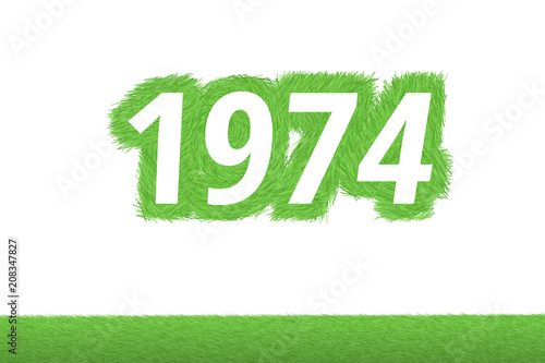 Canvas Print Jahr 1974 - weiße Zahl 1974 mit frischen gewachsenen grünen Grashalmen Symbol