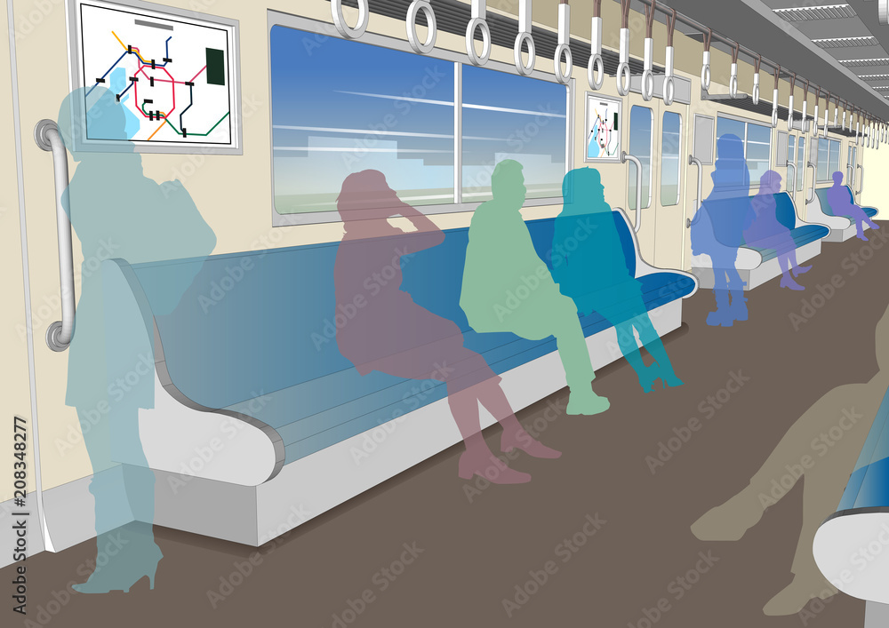 電車内の風景 Stock Vector | Adobe Stock