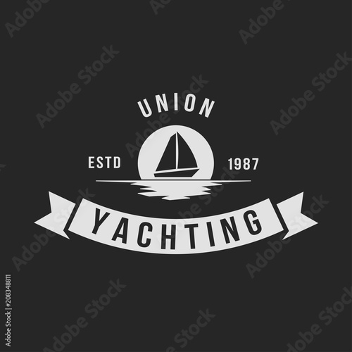 Yachting club logo set. Yachting, yahct club logo set with boad, sail and yacht. Yacht sport yachting club set.
