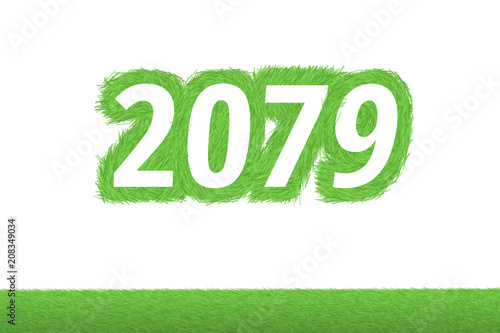 Cuadro en lienzo Jahr 2079 - weiße Zahl 2079 mit frischen gewachsenen grünen Grashalmen Symbol