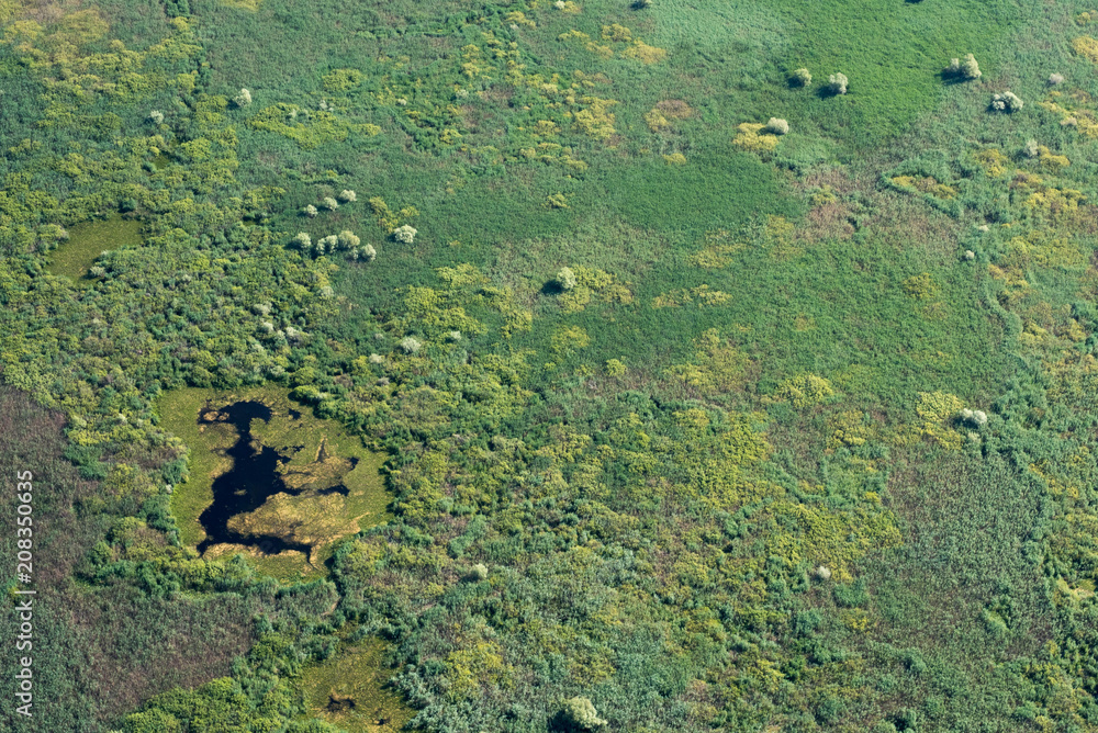 Aerial View over Danube Delta Marshland, Romania