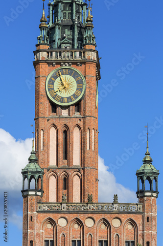 14th century Gdansk Main Town Hall on Royal Route, Gdansk, Poland