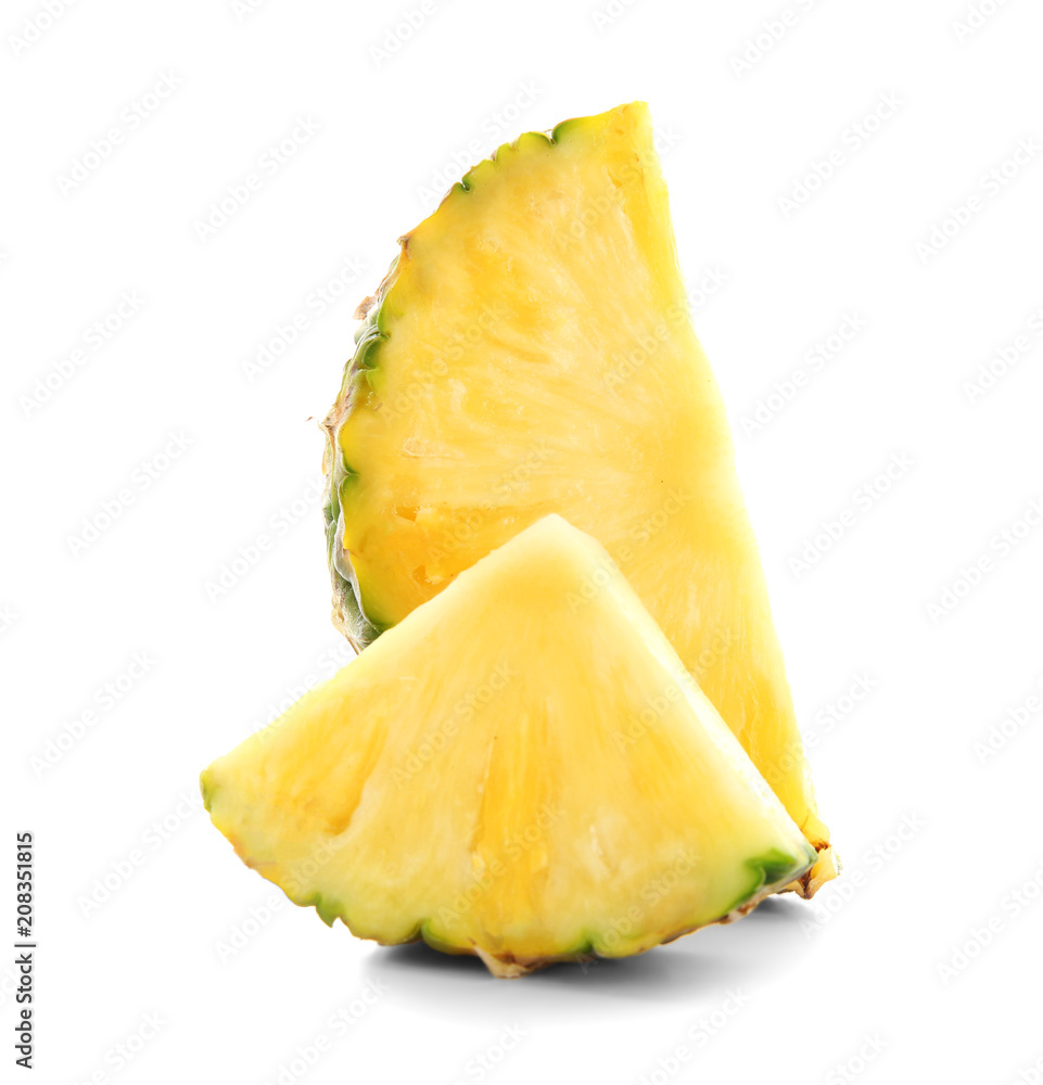 Slices of juicy pineapple on white background Slices of juicy pineapple on white background
