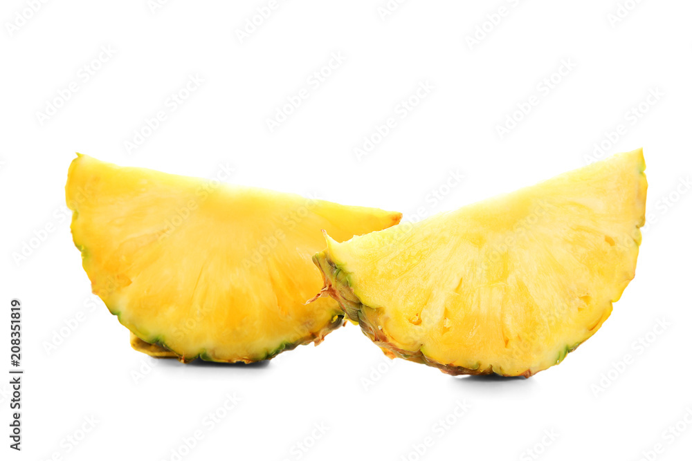 Slices of juicy pineapple on white background Slices of juicy pineapple on white background