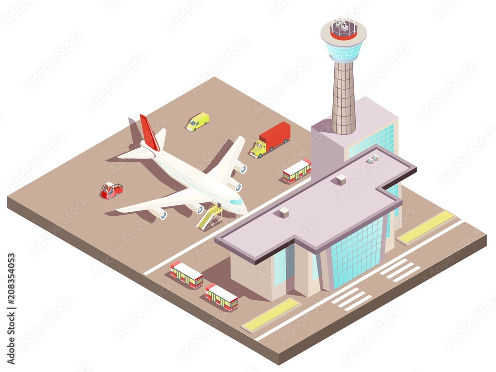 Airport Isometric Design Concept Airport Isometric Design Concept