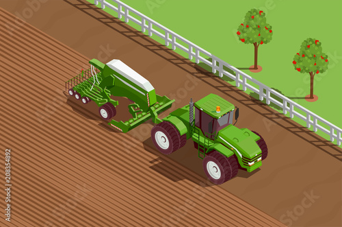 Agricultural Machines Isometric Background