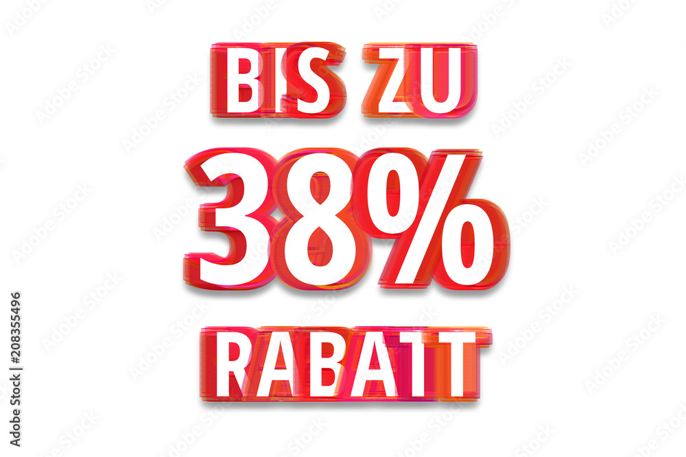 bis zu 38% Rabatt - weißer Hintergrund rote Schrift für Symbol / Schild bis zu 38% Rabatt - weißer Hintergrund rote Schrift für Symbol / Schild