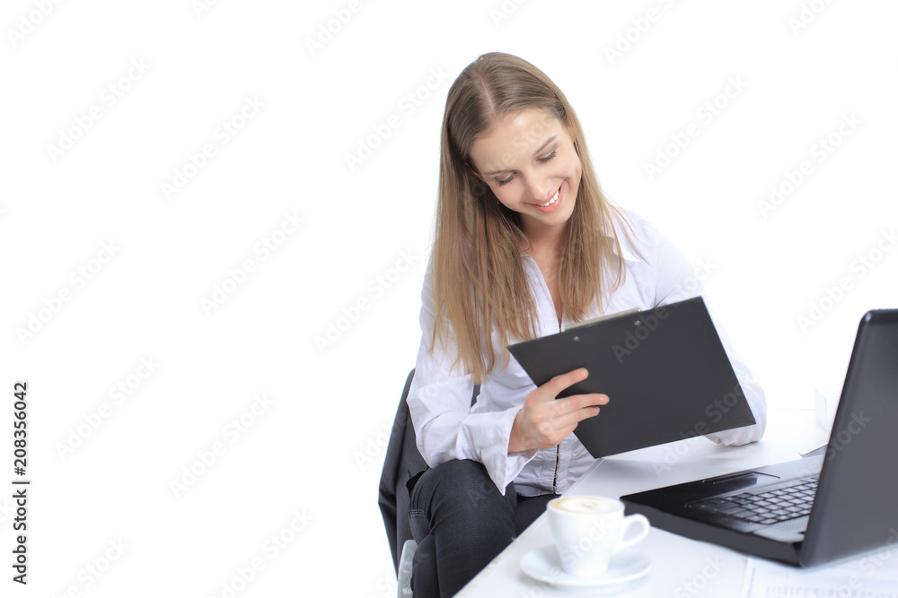 The beautiful business woman on a white background The beautiful business woman on a white background