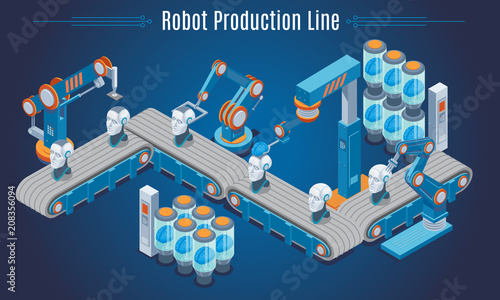Isometric Robot Production Line Template